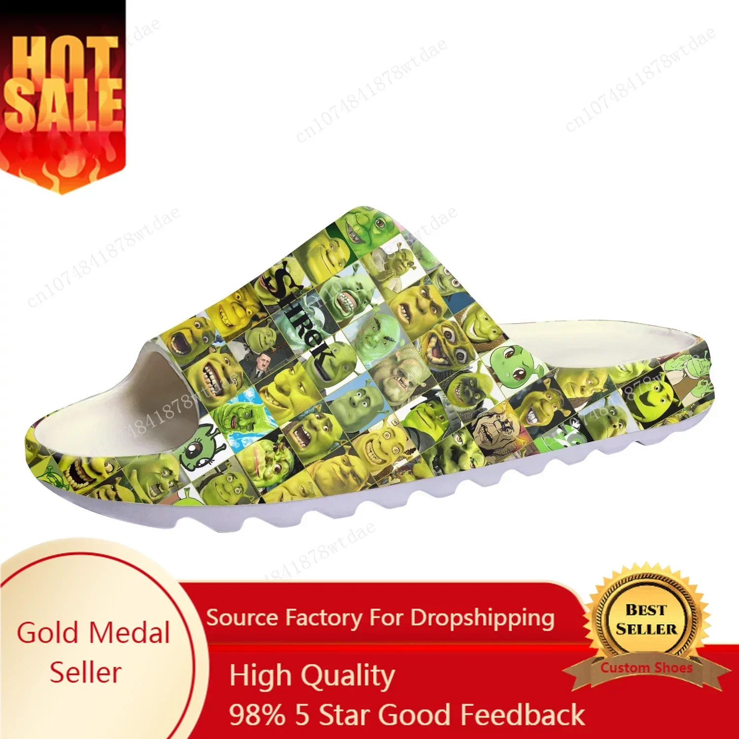 S-Shrek Soft Sole Sllipers Mens Womens Teenager Home Clogs Anime Cartoon Comics Step In Water Shoes on Shit Customize Sandals