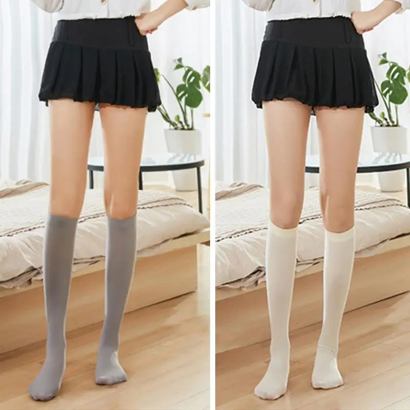 Y2K Stretch Stocking Velvet Knee Sock Solid Color Calf Stockings High Students 1 Pair Fashion Warm Long Socks Sweet Candy Color