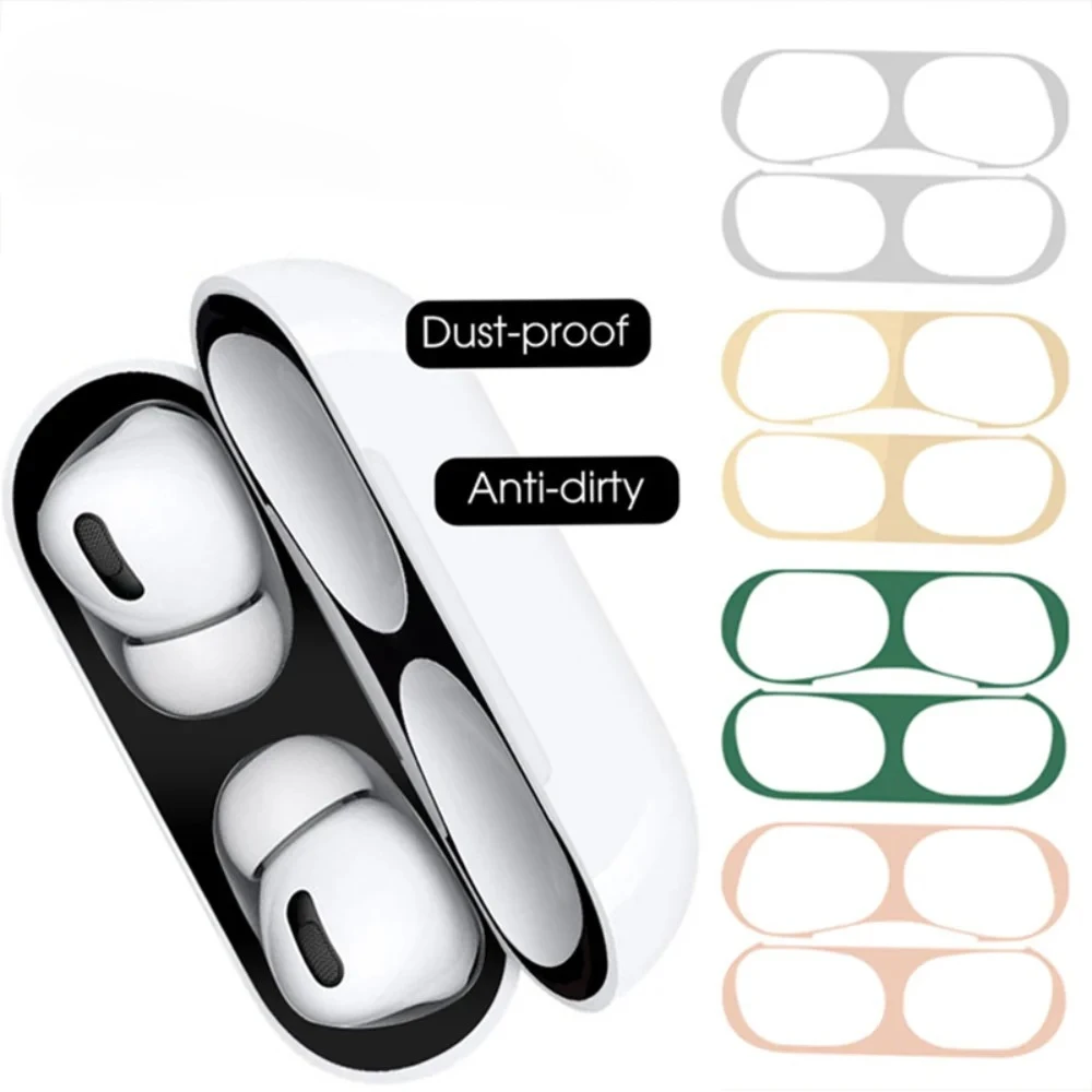 1–3 Stück staubdichte Abdeckung für Apple AirPods Pro 2, kratzfester Metallaufkleber innen, Schutzfolie, Bluetooth-Kopfhörer-Schutz