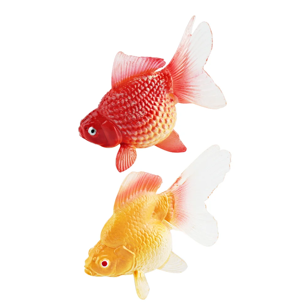 2 Pcs Cognitive Fish Toy Goldfish Figurine Tank Fake Animal Model Figure Small Figurines Pvc Child Fishing