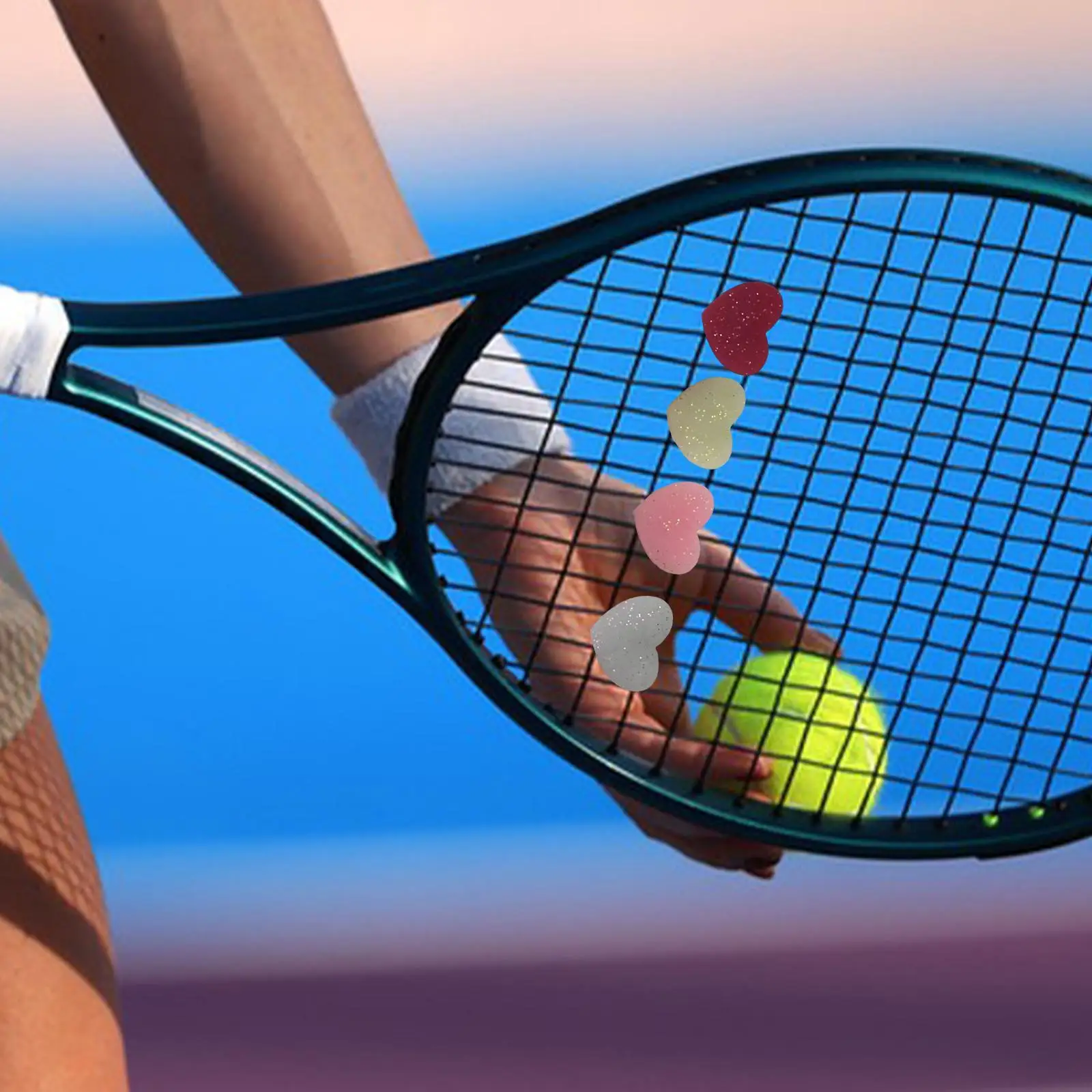 4x Tennis Racket Dampener Tennis Vibration Dampener Supplies Training Aid Easy Installation Racket Shock Absorber for Gifts view 4
