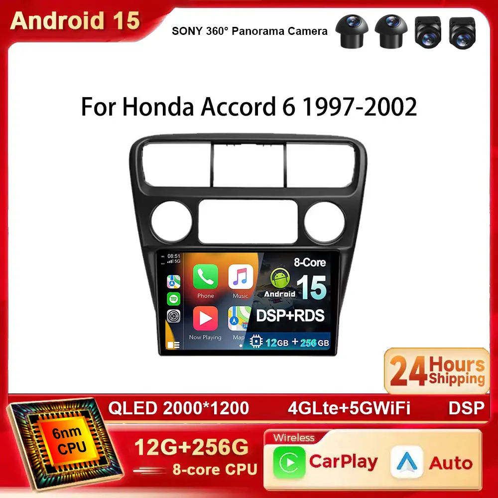 

Android 15 2K QLED For Honda Accord 6 1997 - 2002 Auto Radio Touch Screen Multimedia Video Player Navigation 4G WIFI GPS DSP BT