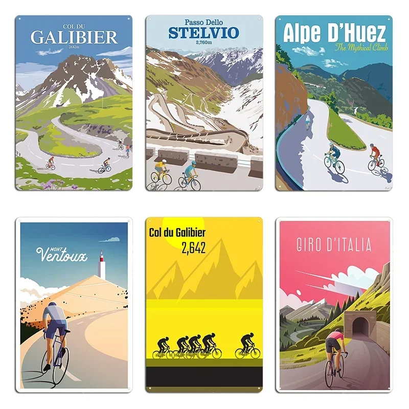 Col Du Galibier PASSO DELLO STELVIO Mont Ventoux Metal Plaque Wall Decor Customized Pub Cinema Garage Tin Sign Poster