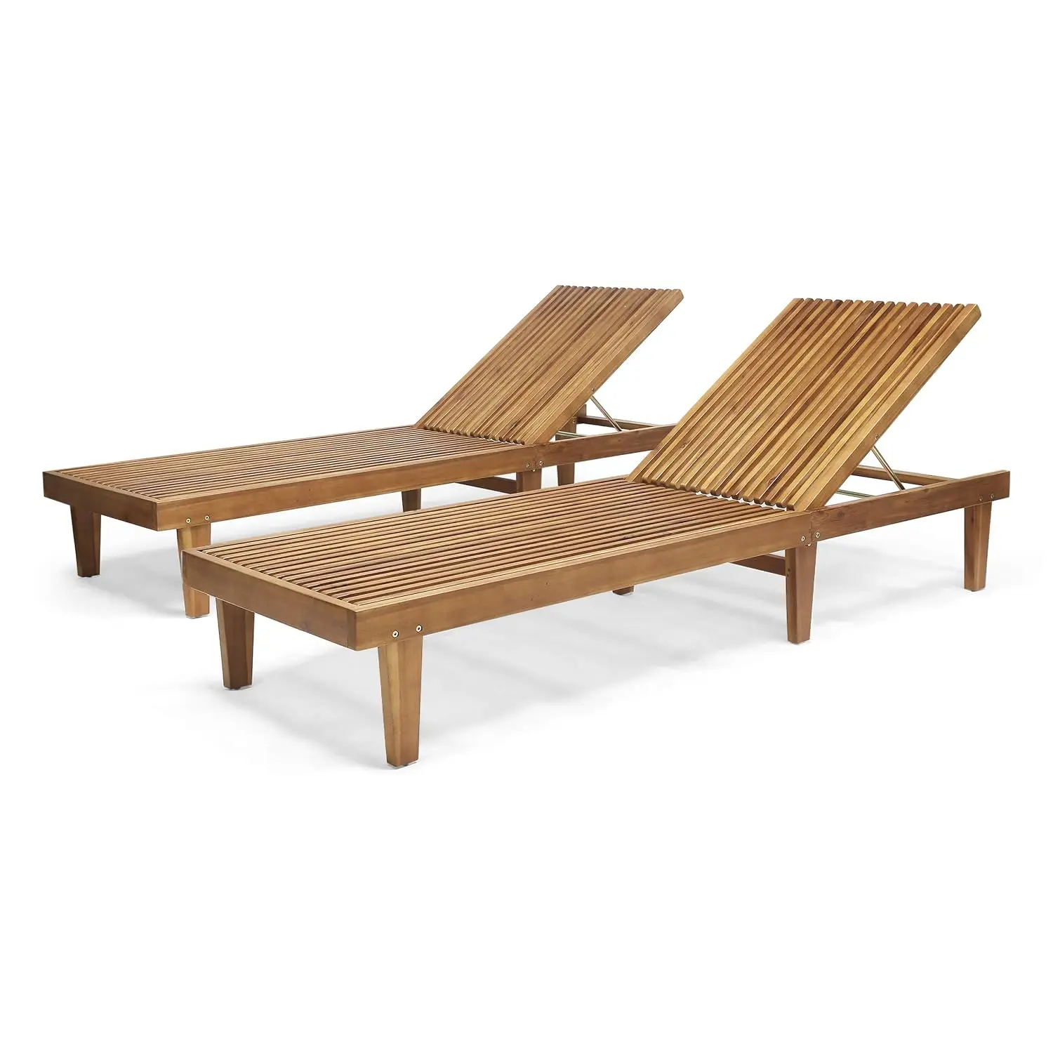 Outdoor Wooden Chaise Lounge Set of 2 with Teak Finish, Customized