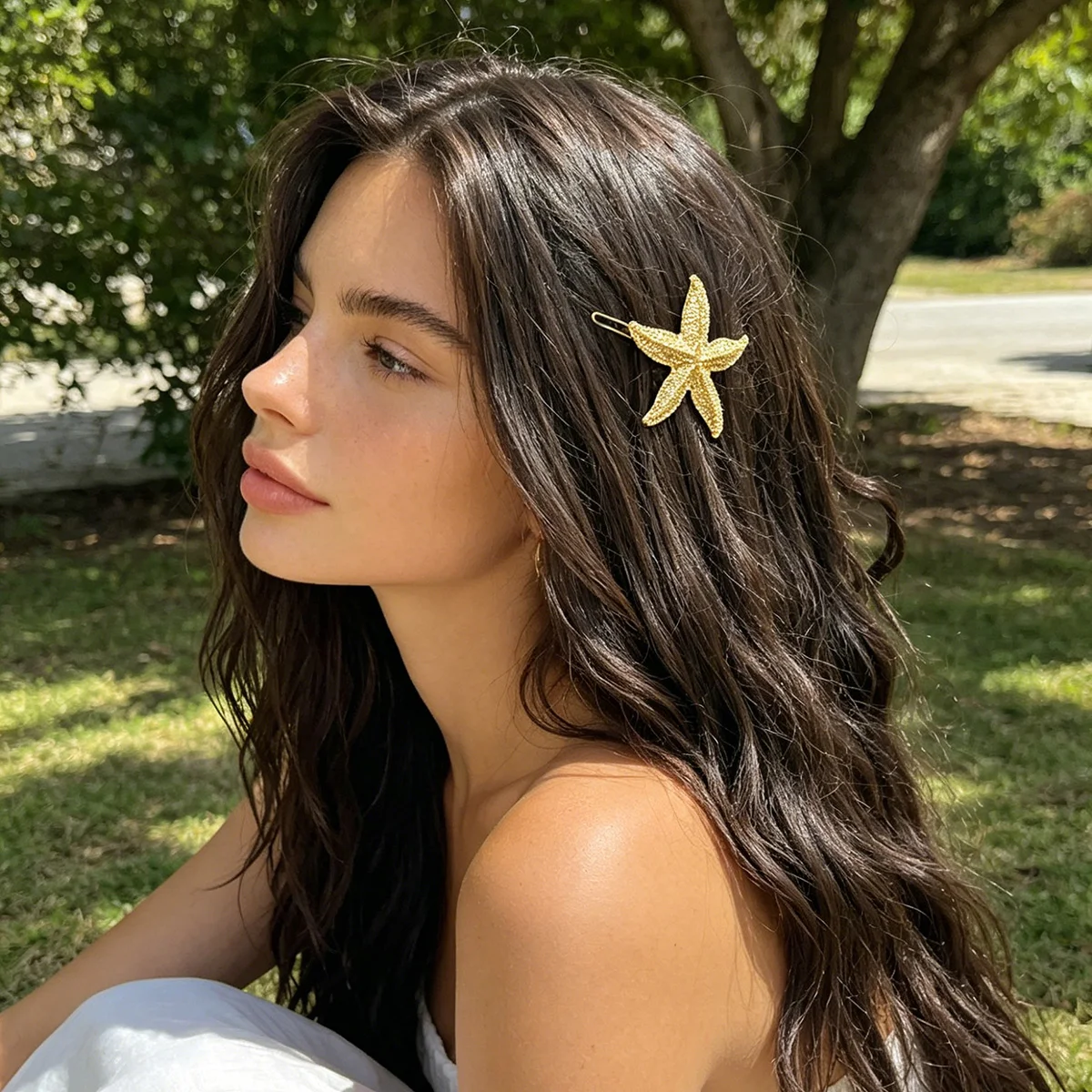 AWAYTR 1Pc Shell Starfish Hair Clips Ocean Hairpins Girls Summer Beach Bang Clip Princess Barrette Hair Accessories