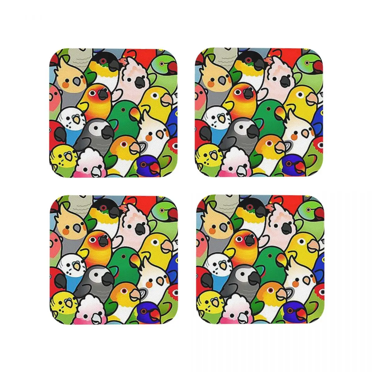 Everybirdy Pattern 2023 Coasters Kitchen Placemats Non-slip Insulation Cup Coffee Mats For Decor Home Tableware Pads Set of 4