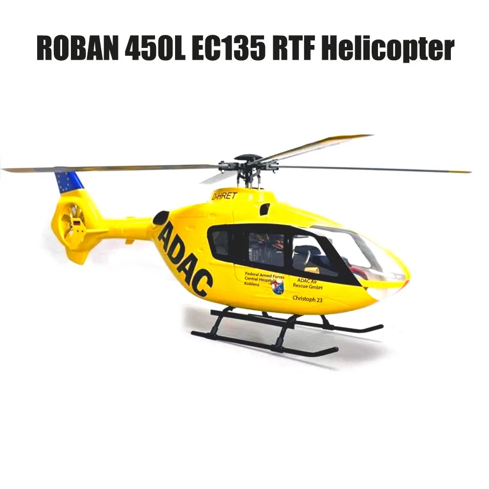 

Roban 450L Размер RTF EC135 Желтый Синий Хвост 4 лопасти RC Вертолет X2 Система управления полетом