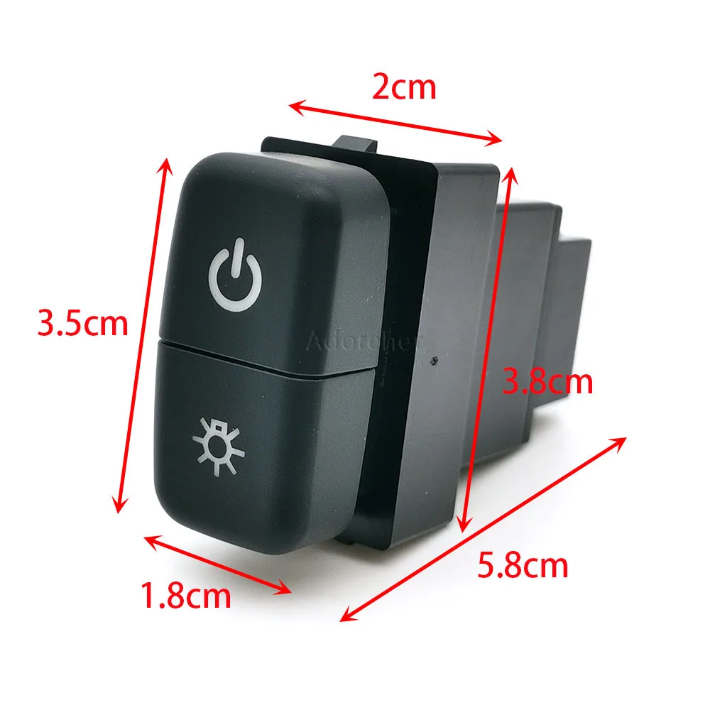 1PC Car Double Switch LED DRL Power On Off Radar Fog Light Switch Button with Wire Fit For Mitsubishi Pajero Triton ASX Lancer