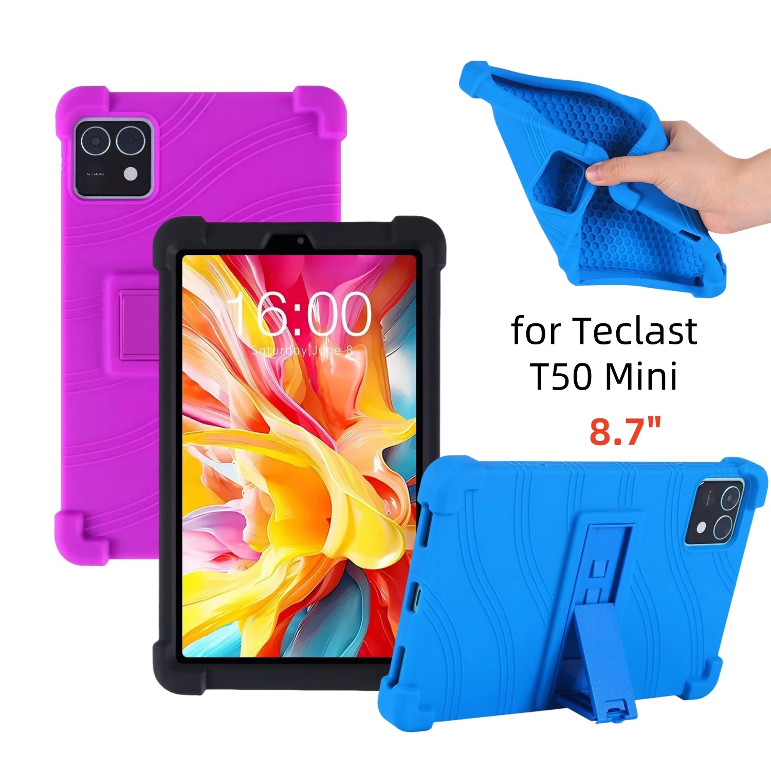 Soft Cover for Teclast T50 Mini 8.7 Inch Tablet Case Multi-Angle Stand Shockproof Silicone Protective Shell for Teclast T50mini