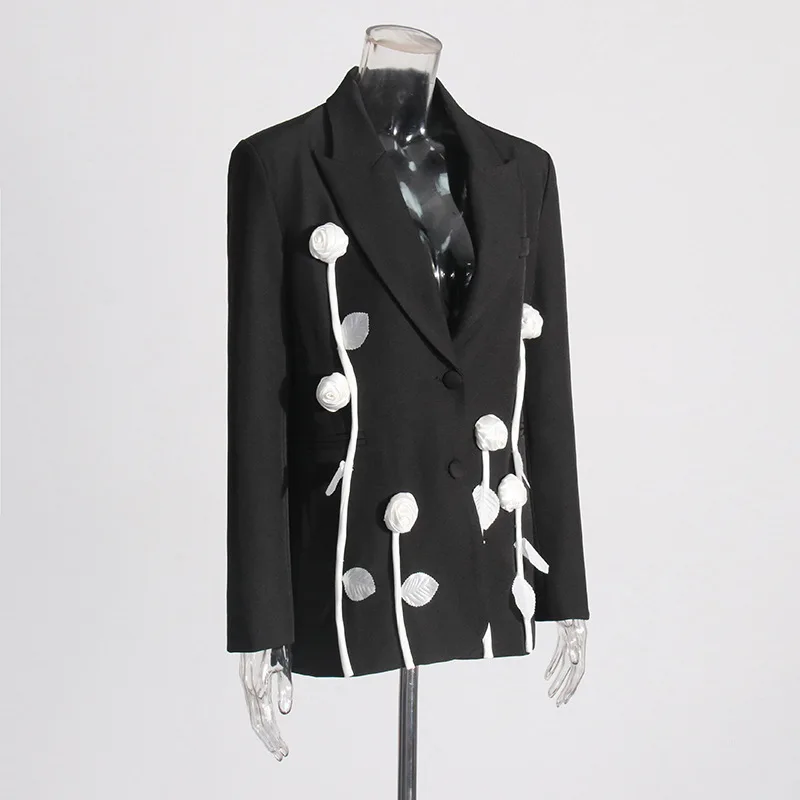 Zoci feminino blazer calças ternos moda sênior sentido flor emenda magro manga longa terno fino casaco senhora do escritório 2025 primavera novo
