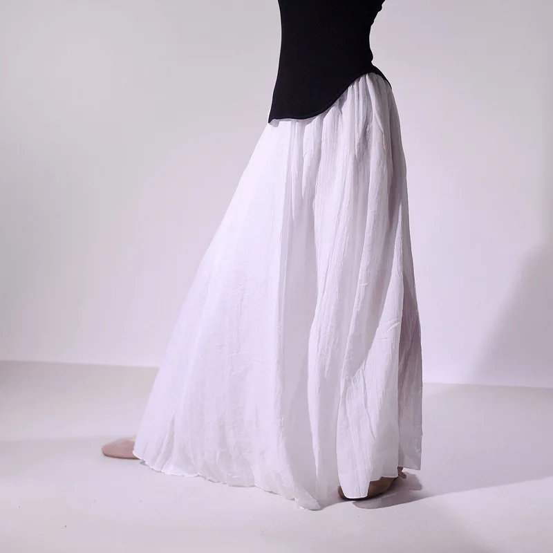 Women Summer Elegant A-Line Long Skirts High Waist Boho Cotton And Linen Maxi Skirts Faldas Femme Streetwear Women Thin Skirt