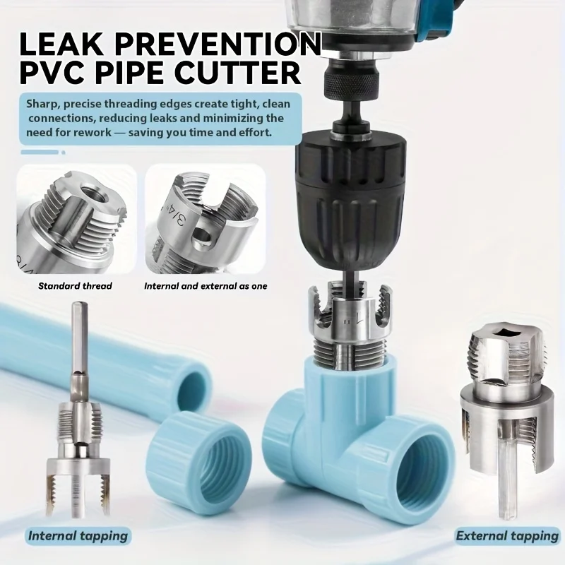 1/2 Zoll 3/4 Zoll PPR/PVC Wasserrohr-Gewindeschneider Gewindebohrer Werkzeug für Innen- und Außengewinde Integrierter Wasserrohr-Gewindeöffner