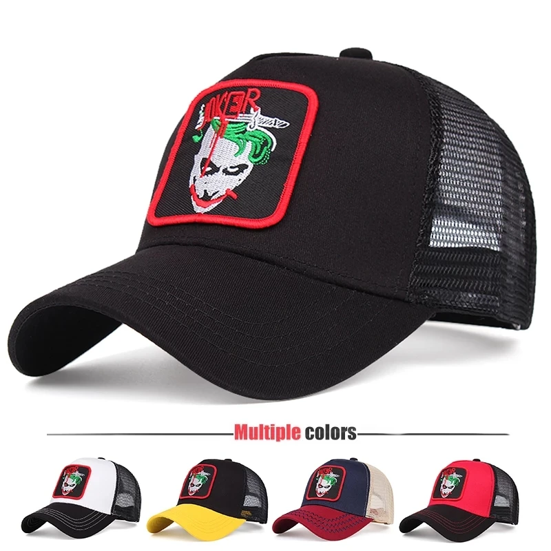 New Outdoor Men Baseball Cap Women Cotton JOKER Patch Sun Mesh Cap Summer Breathable Snapback Hip Hop Hat Male Trucker Hat Gorra