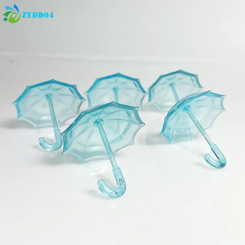 ● Mini paraguas de plástico azul para casa de muñecas, accesorios para muñecas, adorno de escena en miniatura, juguetes para niños, 1 Uds.