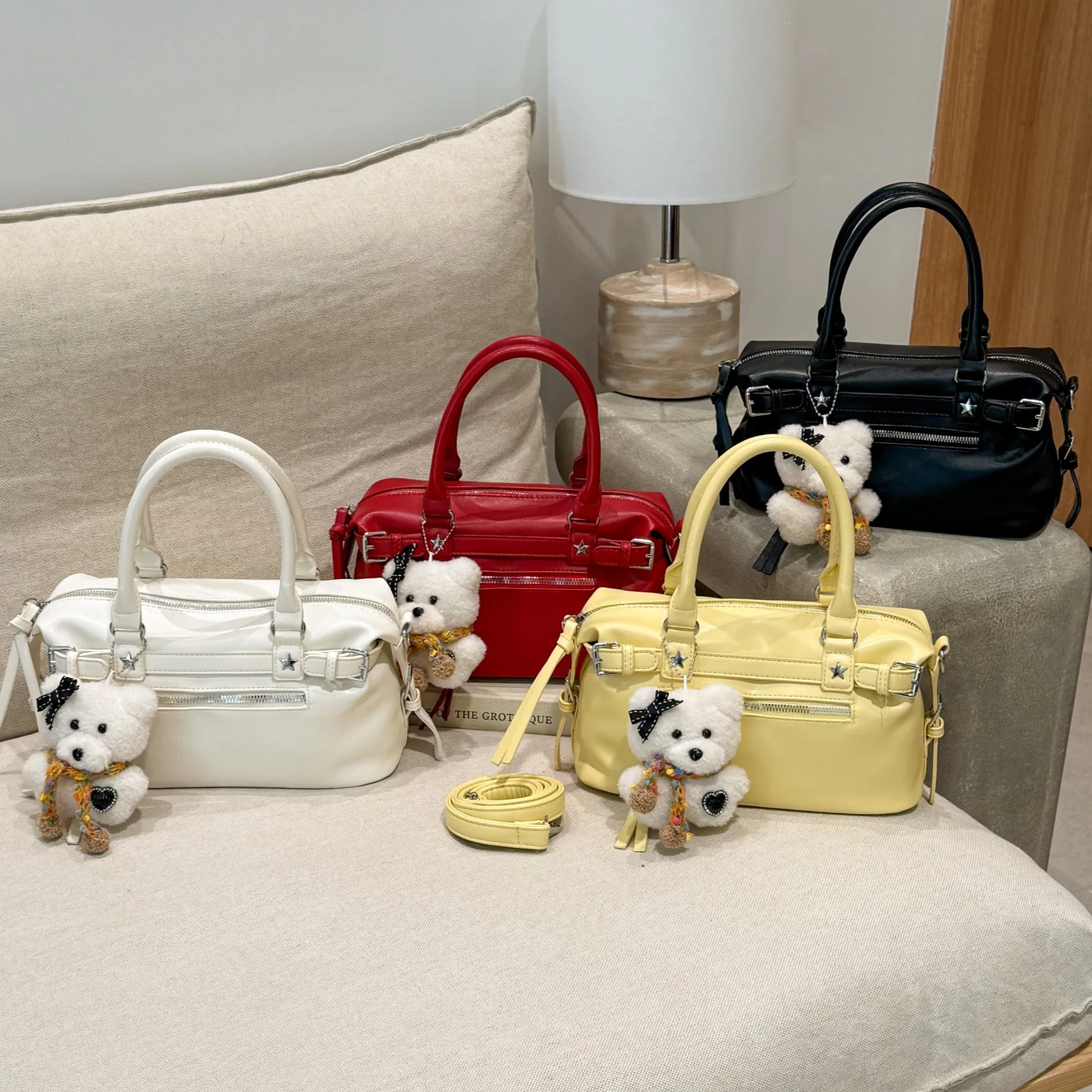 

2026 New Ins High Aesthetic Commuter Bag Versatile Solid Color Soft Leather Handbag Tote Shoulder Crossbody Bag for Women Purse