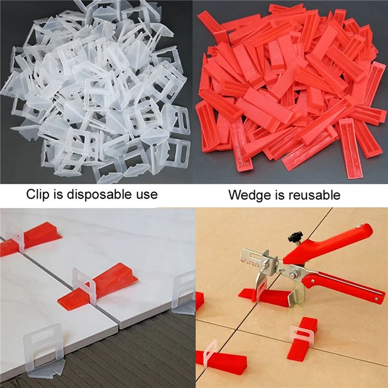 

A64K 1203Pcs Tile Leveling System 2Mm 900Pcs Clips+300Pcs Wedges +3Piece Plier Plastic Tiling Tools Tile Spacer