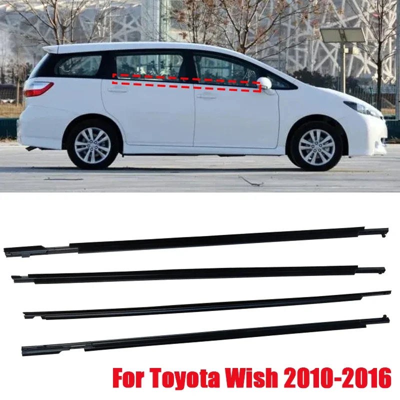 4PCS Car Door Window Glass Window Seal Moulding Trim for Toyota Wish 2010-2016