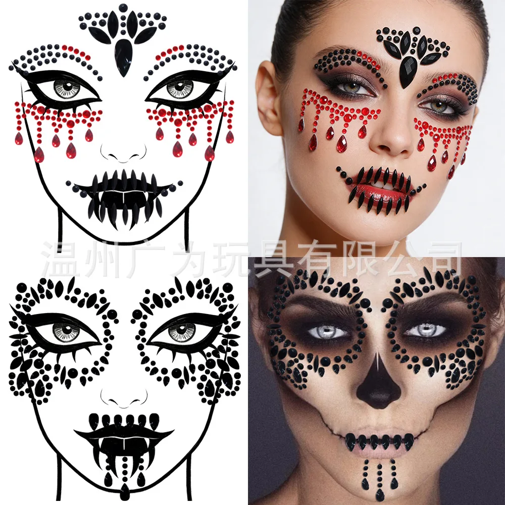 Hot Selling Face Diamond Stickers Self Adhesive Waterproof Rhinestones for Halloween Party Rave Festival Stage Makeup