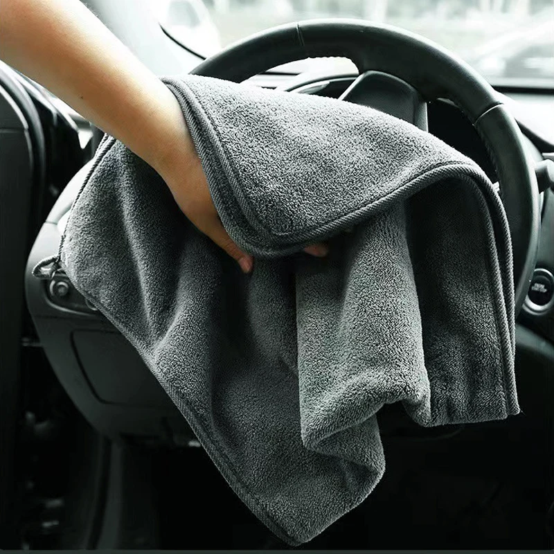 Large size 35cmX75CM Car Microfiber Towels Car wash towel Cleaning Drying Cloth Double Layer Plush Thicken Hemming Wash Rag