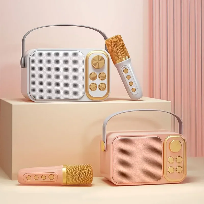 2025 Mini Outdoor Karaoke Wireless Bluetooth Speaker Portable Home Phone Audio Wireless Microphone Bass Large Capacity Hot Sale