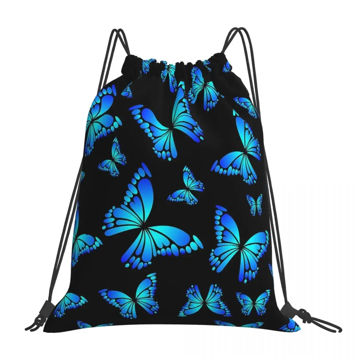 Blue Butterfly , Beautiful Butterfly Backpacks Drawstring Bags Drawstring Bundle Pocket Storage Bag BookBag For Travel School