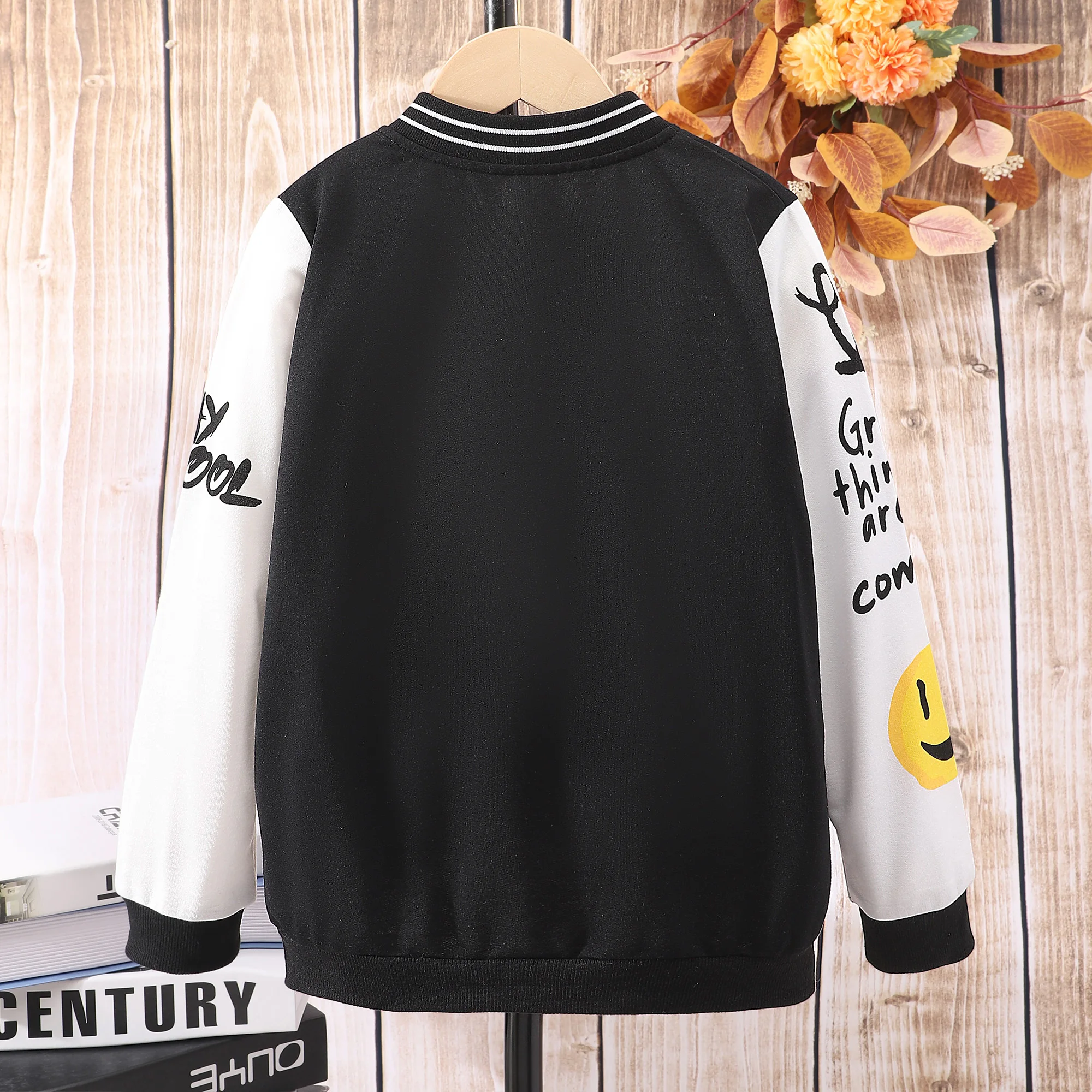 Autumn And Winter Boys Clothing Letter Printing Contrast Color Baseball Suit Fashion Sports Casual Coat 8 9 10 11 12 13 14 Years