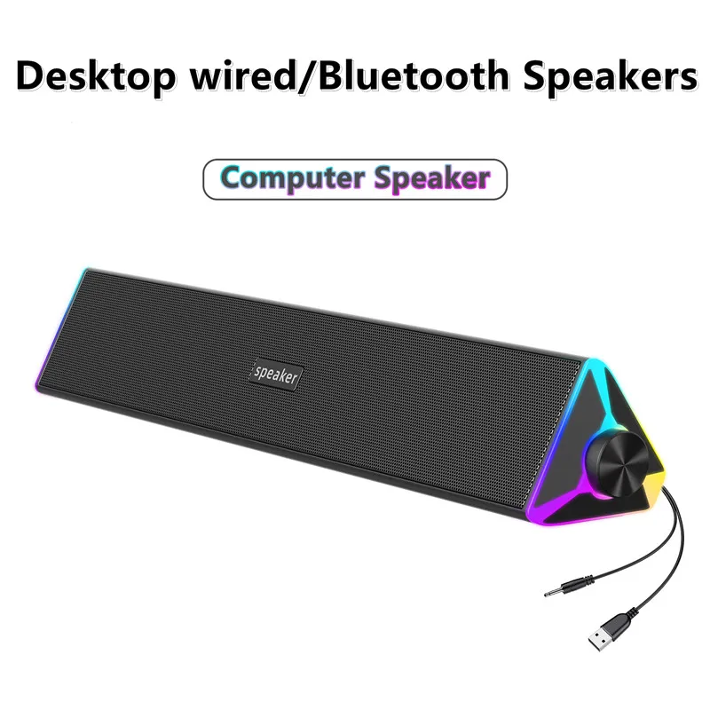 

HiFi Sound Quality 4 Unit Shock Subwoofer USB Wired Bluetooth Speaker Home RGB Lights Desktop Computer Esports Game Speakers