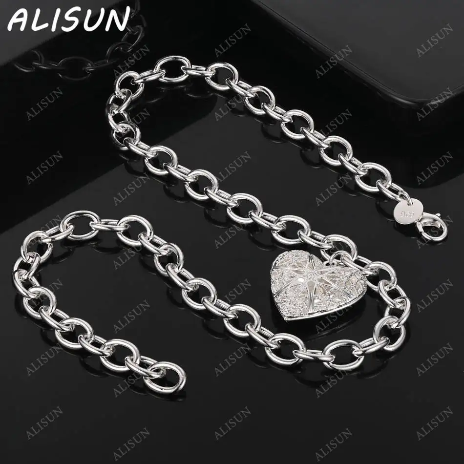 

ALISUN стерлингового серебра 925 пробы 45 см ожерелье с полым сердцем для женщин креативные подарки уличные универсальные вечерние и повседневная одежда