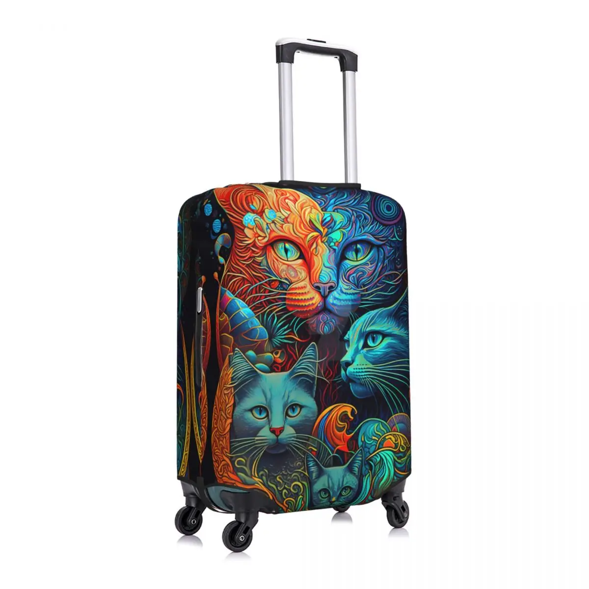 Colorful Cats Suitcase Cover Animals Travel Vacation Practical Luggage Accesories Protector