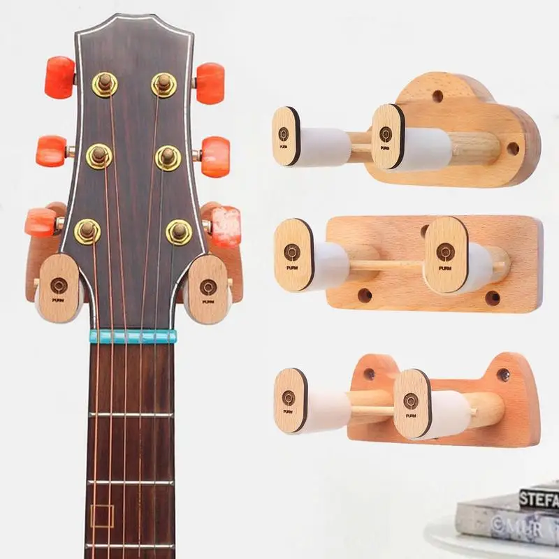 Wooden Guitar Hanger Hook Wall Mount Non-slip Holder Stand For Guitar Ukulele Violin Bass Guitar Instrument Accessories