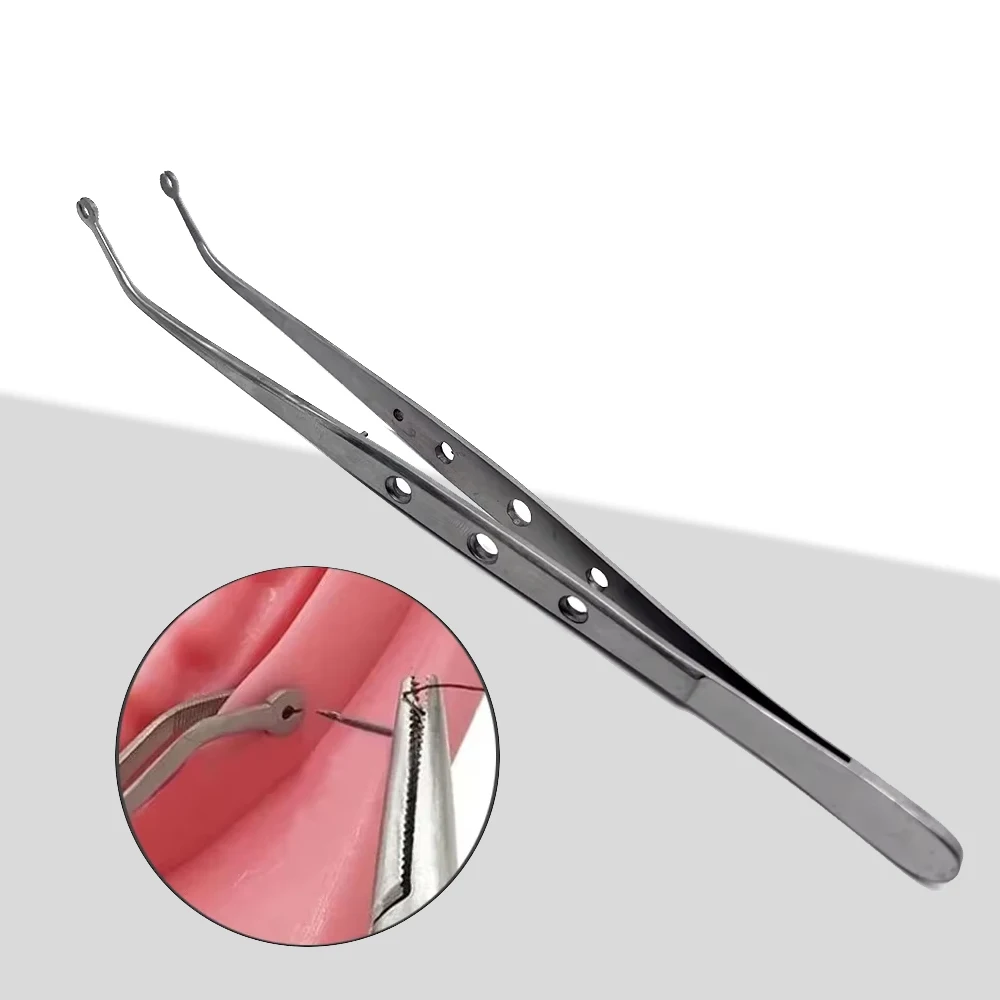 

Professional Dental Slots Surgical Stitching Tweezer Stainless Steel Serrated Tip for Precise Dental Operations & Implants