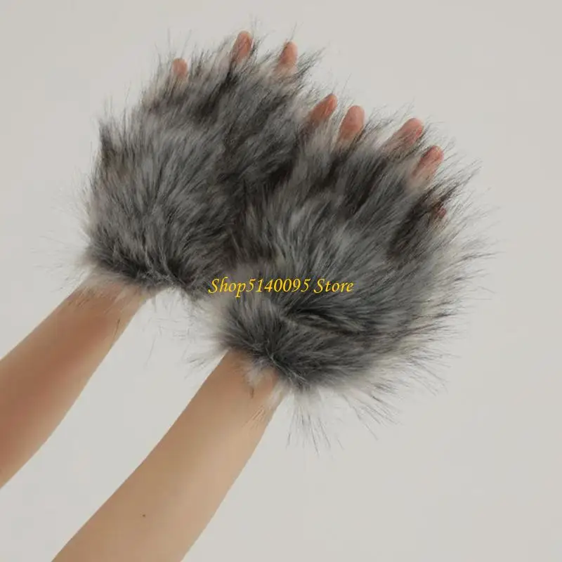 مجموعة قفازات من القطيفة باللون الرمادي من DXAE، مجموعة إكسسوارات الهالوين التنكرية، معدات عملية للمناخ البارد #6