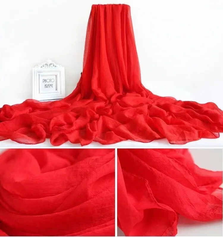 

Large Red Chiffon Solid Color Scarf Spring/Summer Beach Sunscreen Scarf Versatile Big Shawl Dance Party Scarf