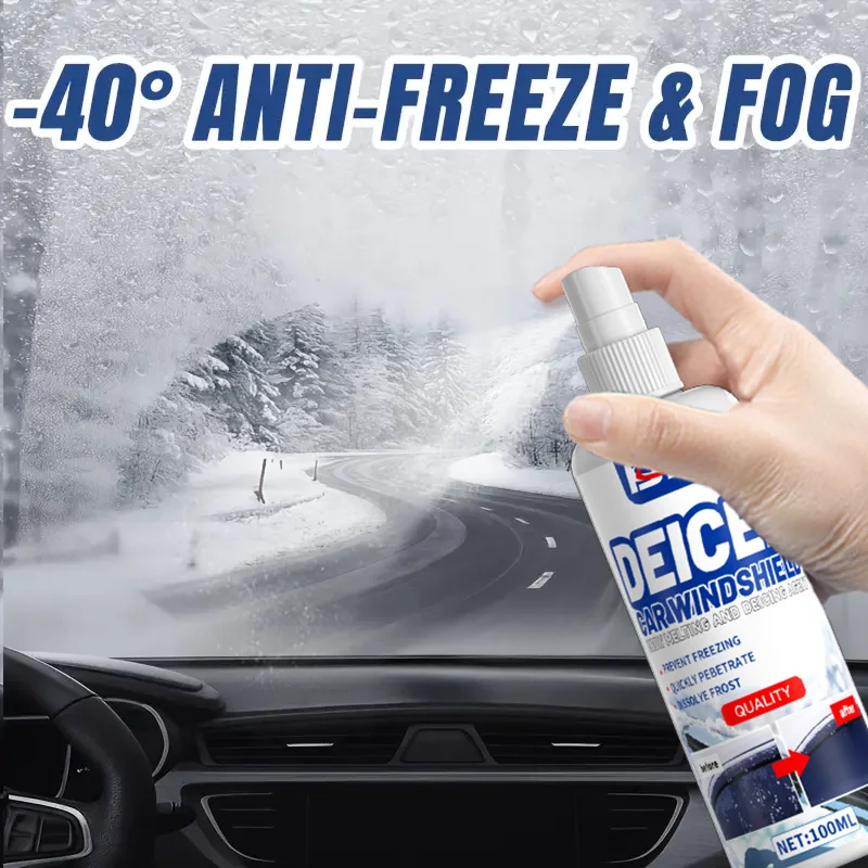 مزيل ثلج الزجاج الأمامي للسيارة الجديد من KJM - إزالة الجليد الفعالة، آمن للزجاج، رذاذ ذوبان الثلج والثلج السريع، ضروري للقيادة في الشتاء