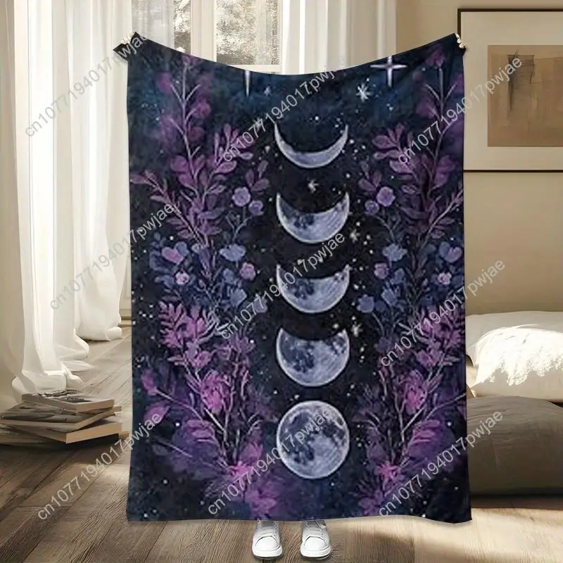 Dark Moon Phase Blanket Celestial Witch Gothic Parabola Adult Gift For Women Soft Fleece Mysterious Cabin Suitab Custom blankets