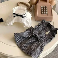 Pet Princess Dress Spring Autumn Sweet Plaid Skirt Small Dog Cute Shirt Cat Chihuahua Pomeranian Yorkie Fashion Desinger Clothes