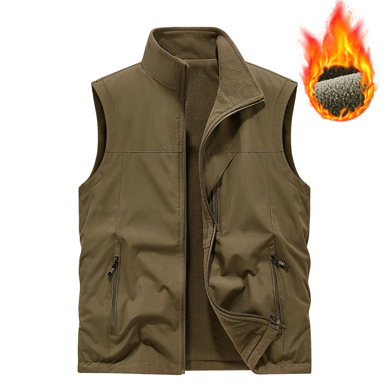Outdoor High-quality Leisure Fishing Men's Leather Vest Autumn and Winter Comfortable Versatile Windproof Breathable Casual Vest