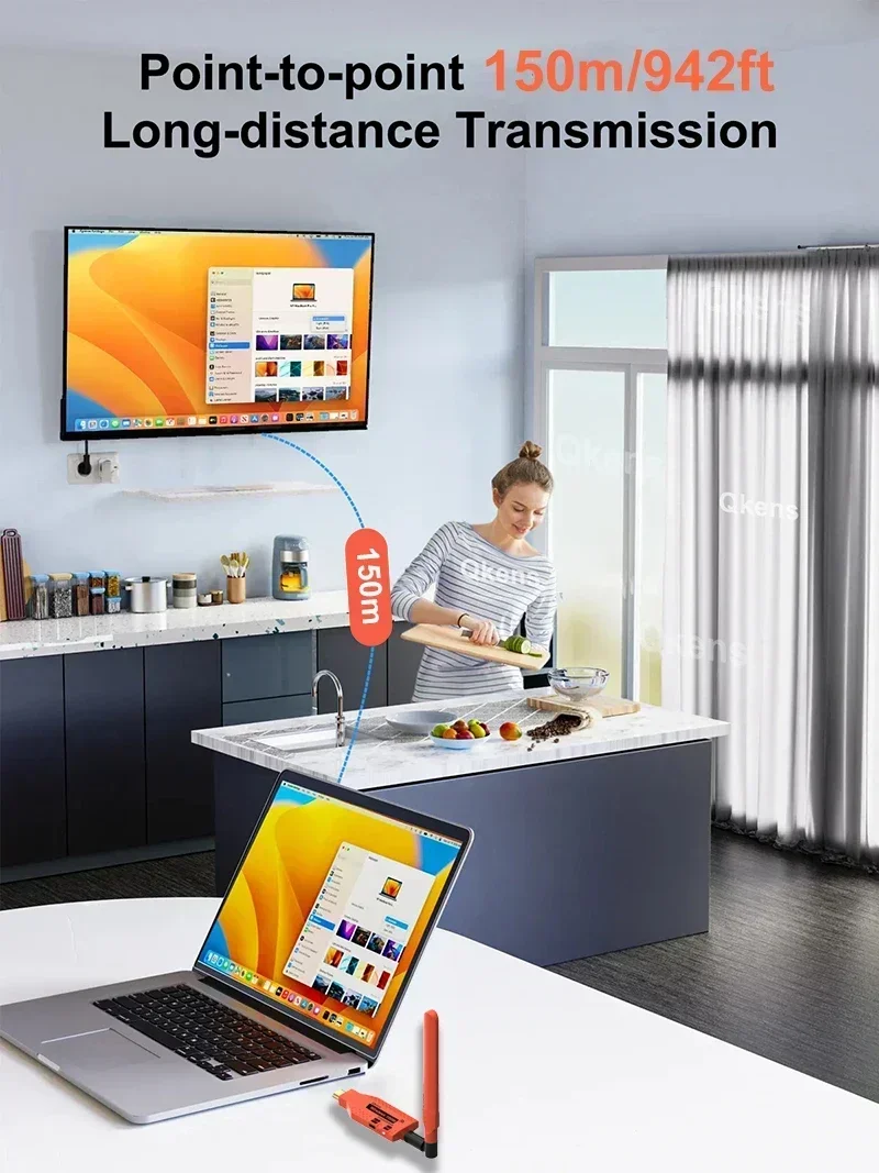Imagem -04 - Transmissor e Receptor de Vídeo sem Fio Extensor Hdmi Adaptador de Exibição para Câmera tv Stick pc para Monitorar 150m 50m 100m