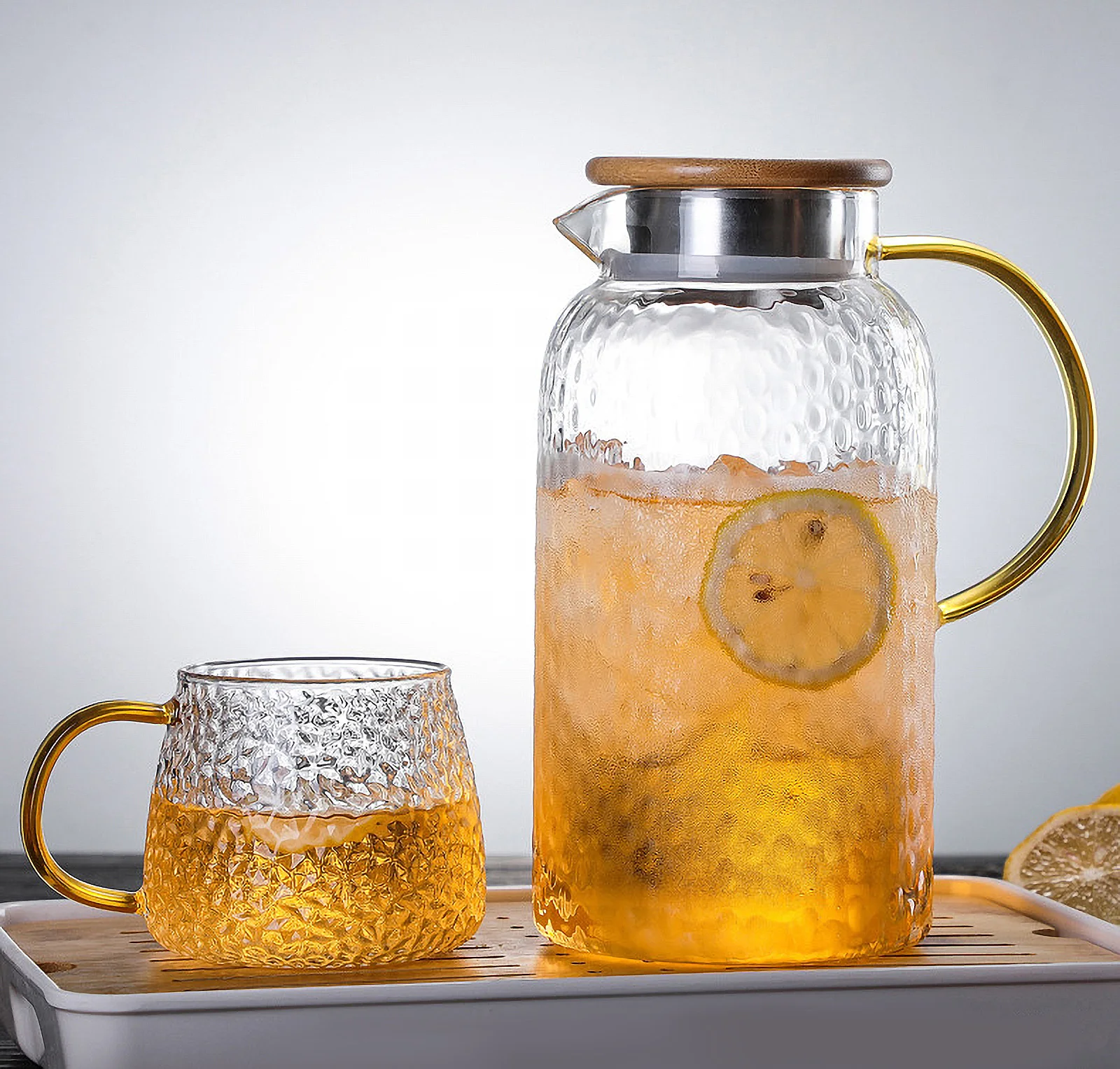 

Water Jugs Cold Bottle Glass Carafe with Lids Kettle for Drinks Pitcher Container