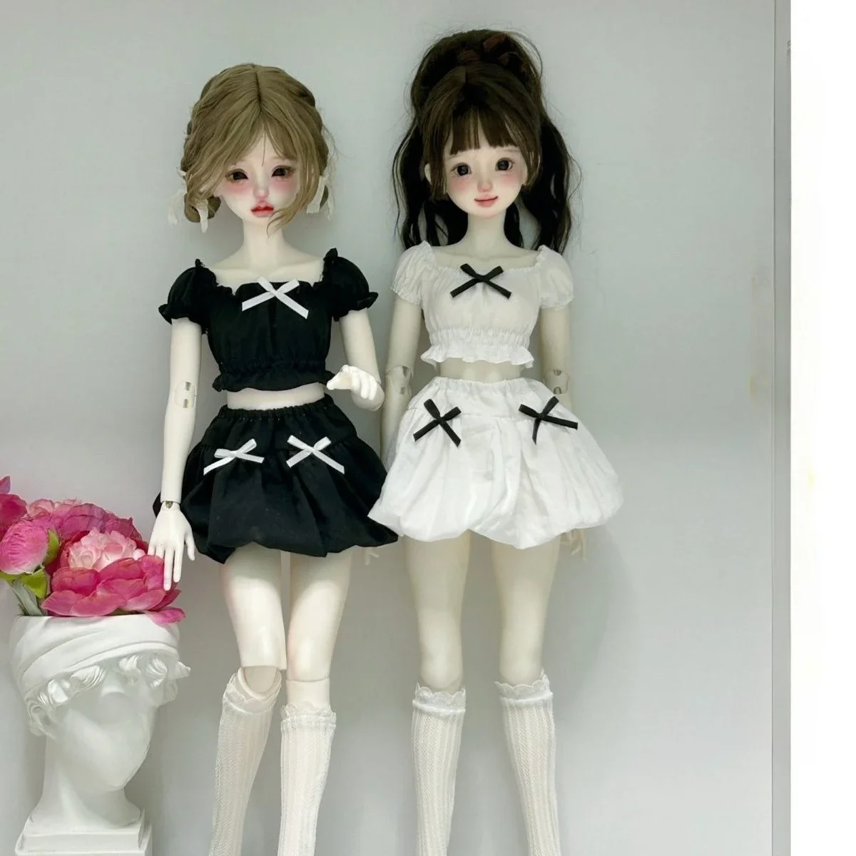 

1/4 Кукольная одежда, костюм, платье, комплект для куклы Bjd 45 см, топ с объемными рукавами + юбка, игрушки, платье, игровой домик, аксессуары для кукол, без куклы