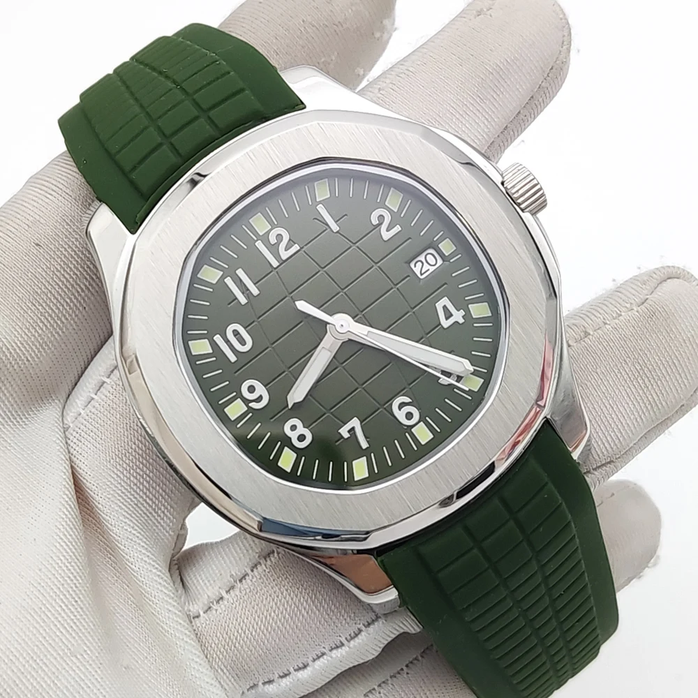 6-color Leisure Men\'s Watch 42mm NH35 Automatic Movement Green Dial Waterproof Sapphire Glass Date Rubber Strap Mechanical Watch