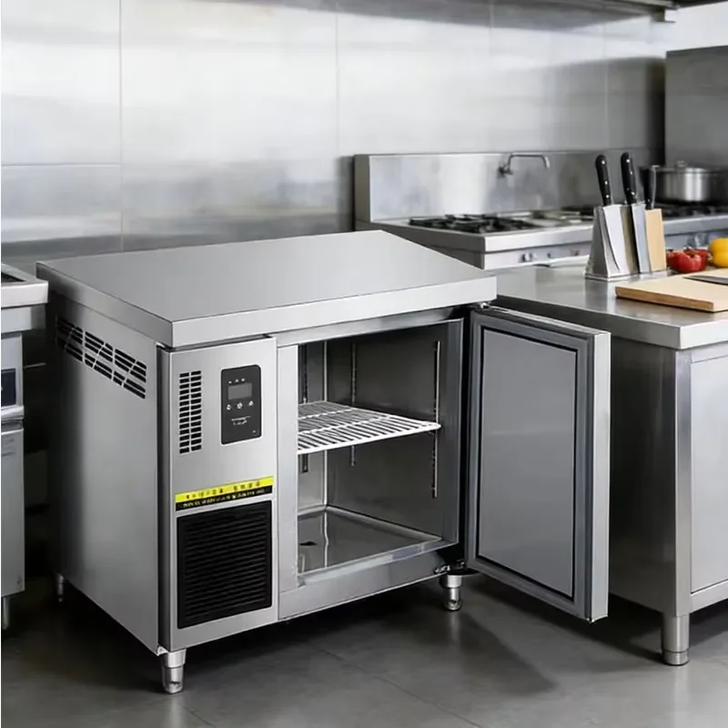 Commercial Fresh-keeping Workbench Console Freezer Milk Shop 330 W Single Door Flat Freezer Made in China