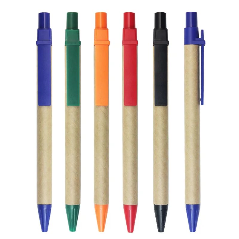 Imagem -03 - Eco-friendly Caneta Esferográfica Eco Reciclado Paper Ball Pen Material Escolar 50 Pcs