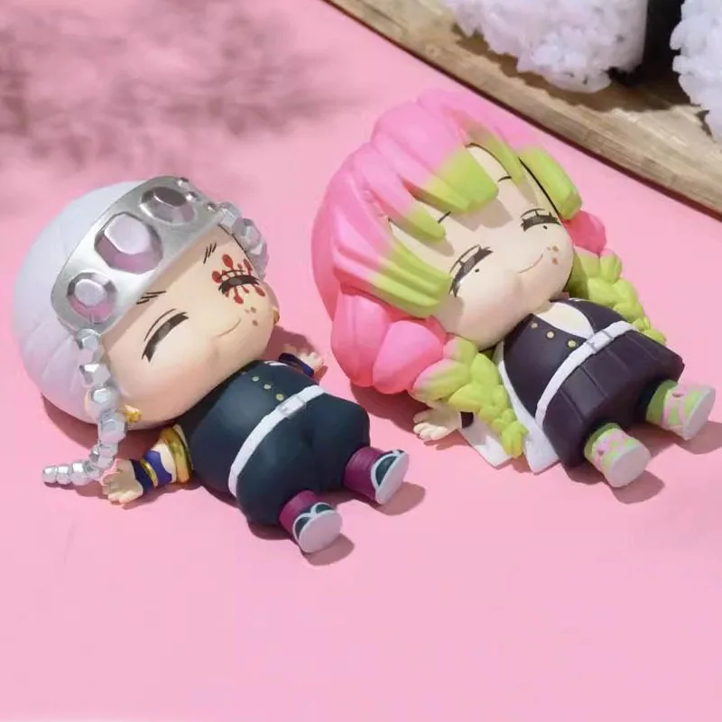 6 szt./zestaw Demon Slayer Mitsuri Kanroji Śliczne Figurki Model Zabawki 6,5 cm Pełne Jedzenie Akcja Kolekcjonerskie Figurki Anime dla Fanów