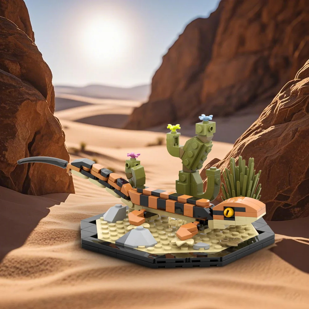 Moc Leopard Gecko Building Blocks - Realistic Reptile Model Kit Desert Lizard Bricks Set Kids & Adult Toys Gifts Terrarium Decor
