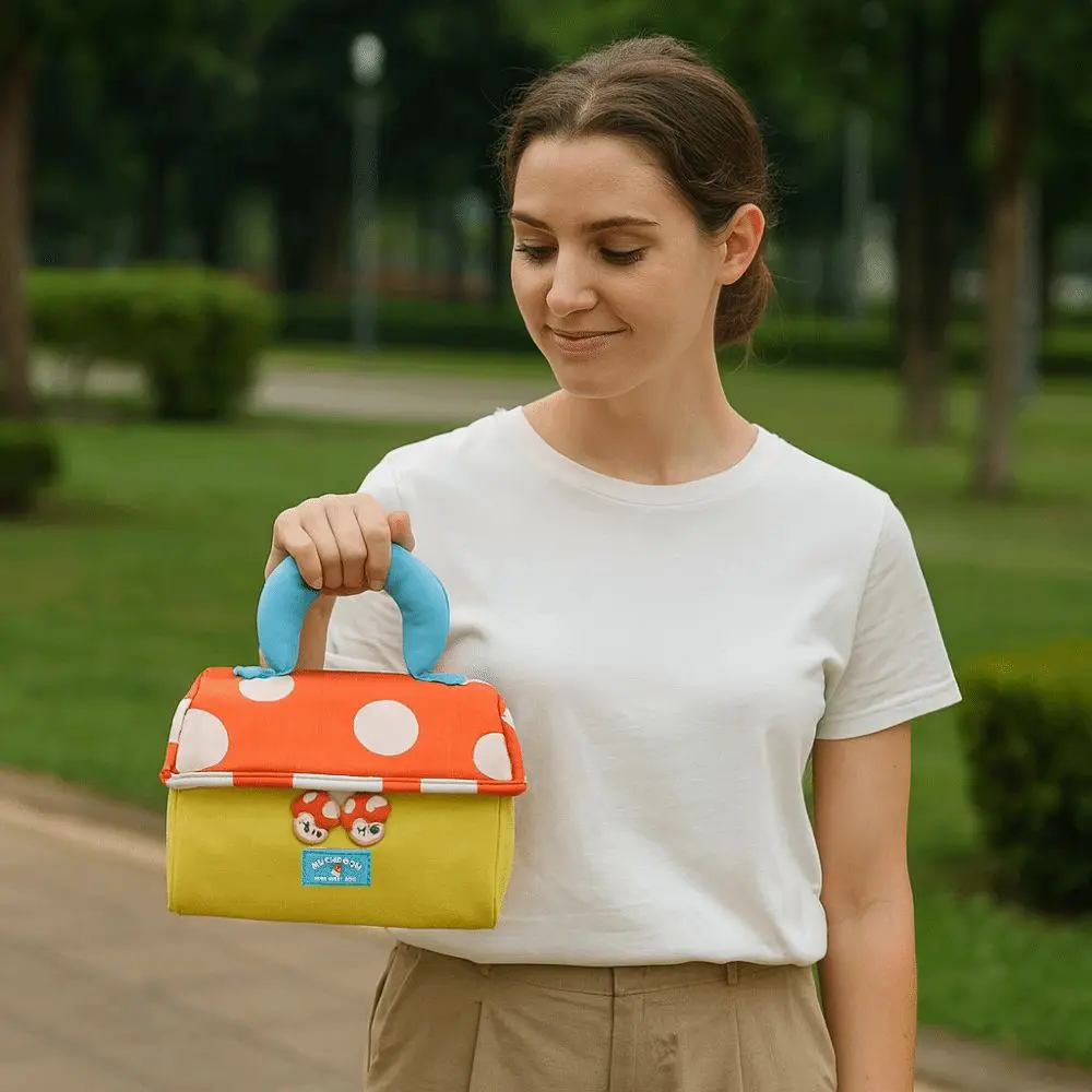 옥스포드 천 버섯 모양 메이크업 가방 다기능 대용량 휴대용 화장품 케이스 미적 디자인 지퍼 세면도구 가방 여행용