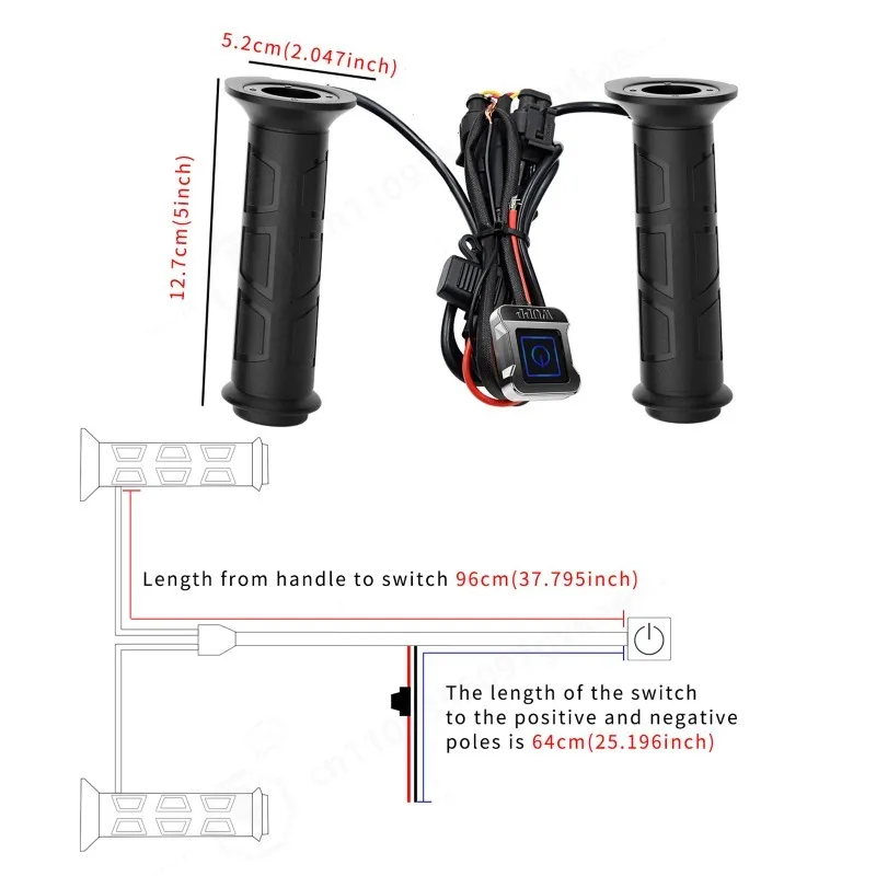 12V Motorcycle Handlebar Universal Electric Hot Heated Grips Handle Set Adjustable Motorbike ATV Scooter Handlebar Hand Warmer