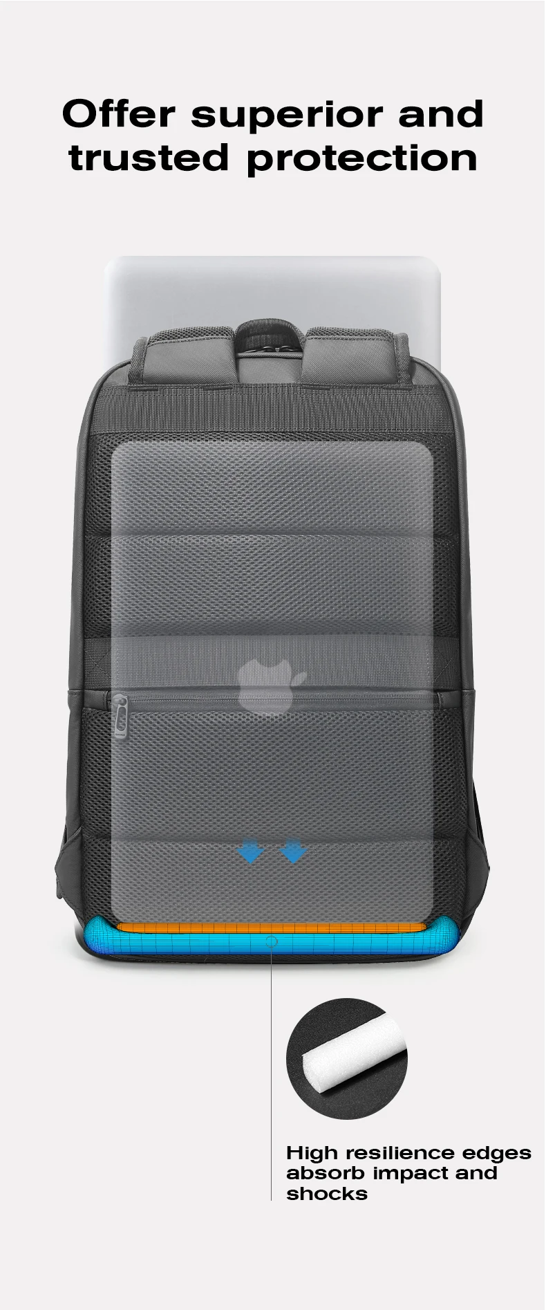 BANGE Neu eingetroffen: Großer, leichter, wasserdichter Business-Laptop-Rucksack (15,6 Zoll) für Herren und Teenager, geeignet für die Schule. – Detail 8