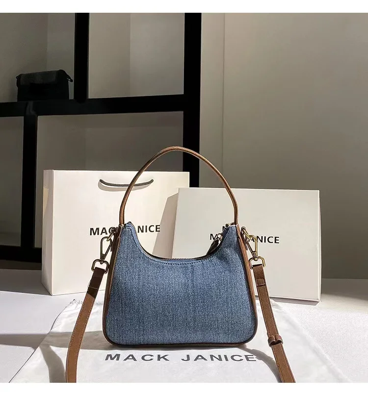 High Quality Denim Square Bag Women\'s Handbag Textured Leather Lady Purse Shoulder Messsenger Bag Female Casual Bag Underarm Bag