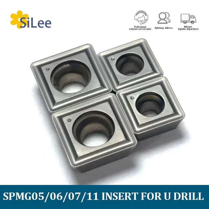 10PCS SPMG040202 SPMG050204 SPMG07T308 U Drill Inserts for Stainless Steel SPMG060204 U Drill Holder SP Knife Blade